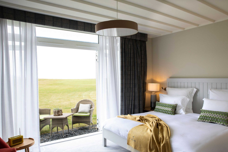 Bedroom of the two bedroom lodge in The Machrie Hotel