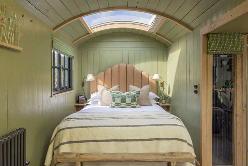 Bed in shepherd hut
