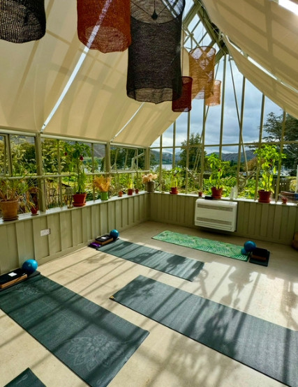 The Glasshouse set up for the pilates break