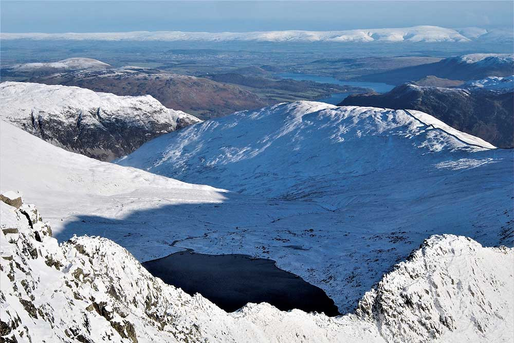 view from Helvellyn in winter 