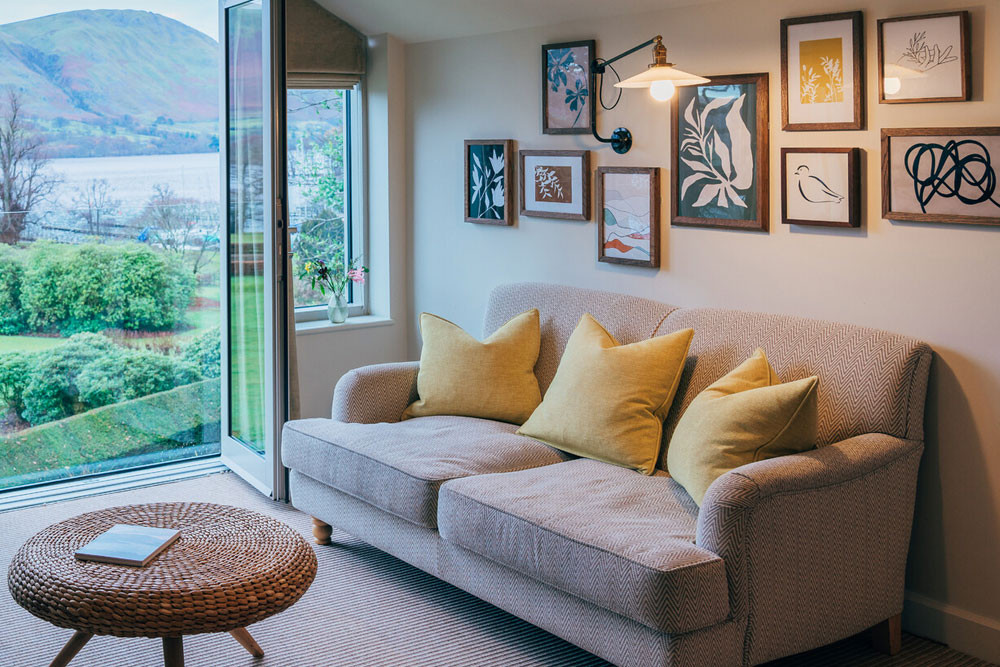 hotel suite bedroom interior design curated artwork 