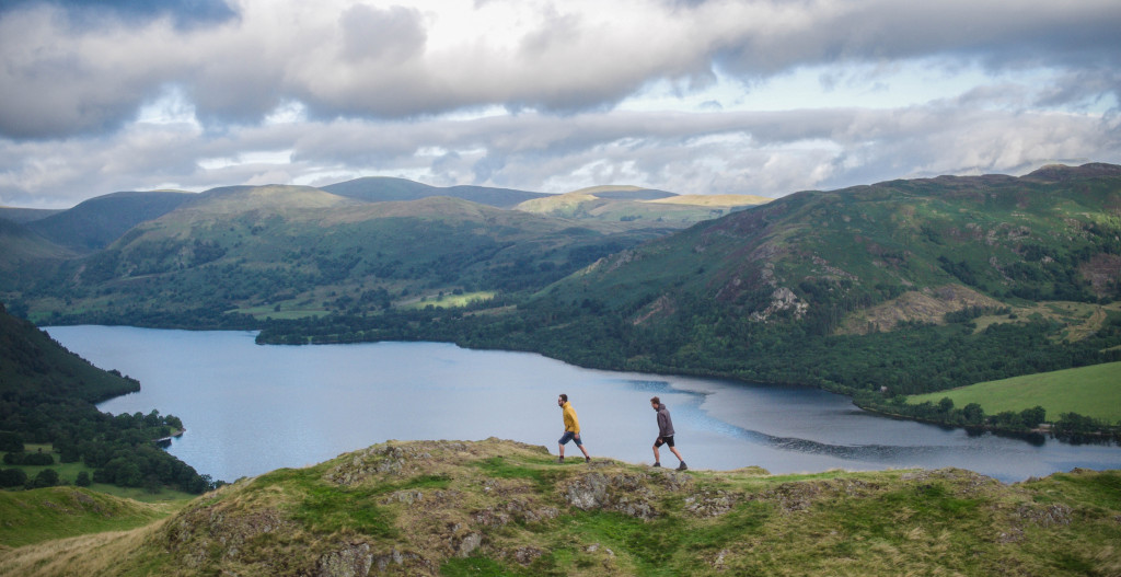 Walkers walking with a view of Ullswater