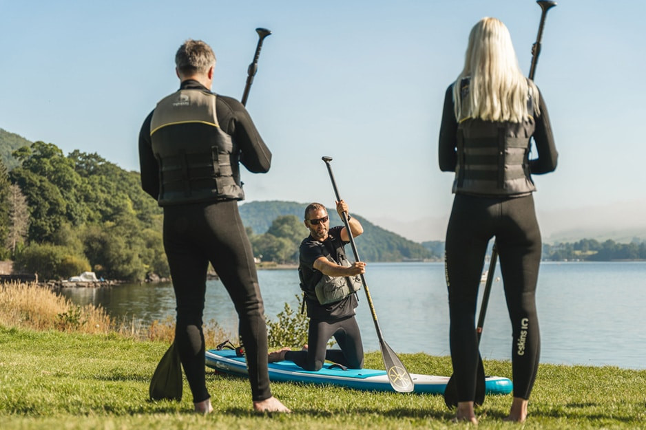 Image of people learning to paddle board