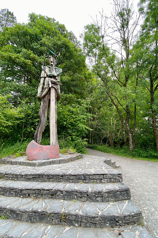 Man with axe sculpture