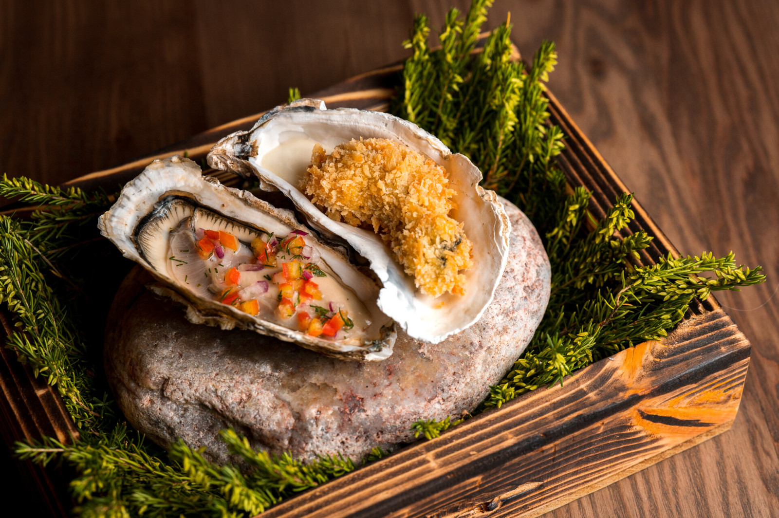 Oysters at 18 restaurant and bar at Another Place, The Machrie