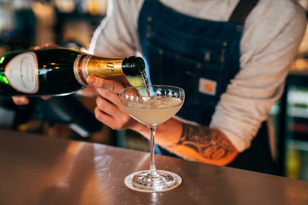 Laurent-Perrier champagne pouring at the bar