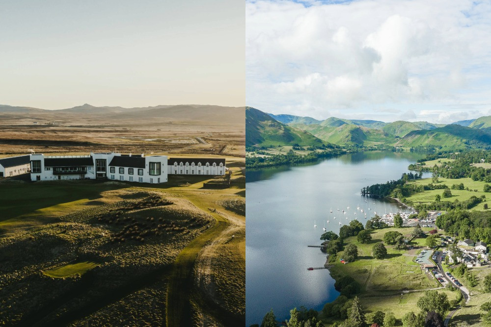 Split screen image of Another Place The Machrie and Another Place, The Lake