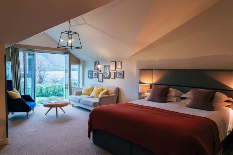 Family suite hotel bedroom at Another Place, The Lake in Ullswater the Lake District