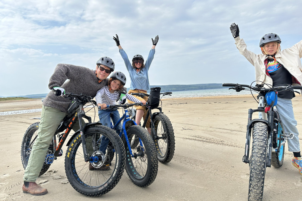 Fatbiking at on the beach at Another Place, The Machrie