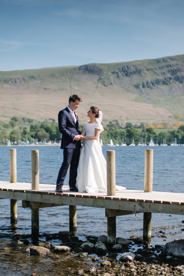 Bride and groom on the jetty 
