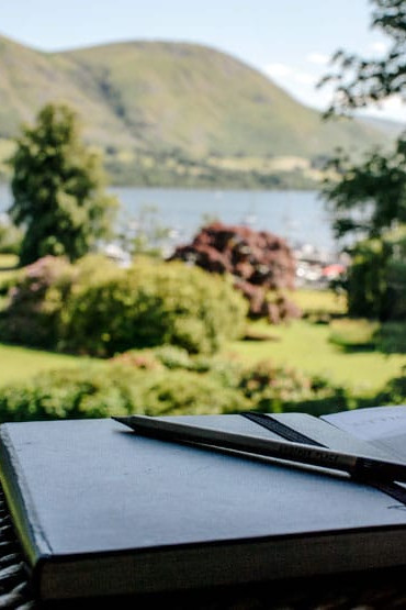 Writing by the lake
