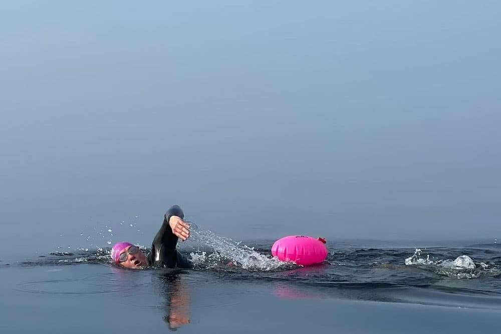 Cross lake swim with Colin Hill