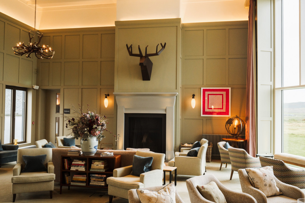 Corten steel stag's head by  Fabian von Spreckelsen in the Stag Lounge at Another Place The Machrie