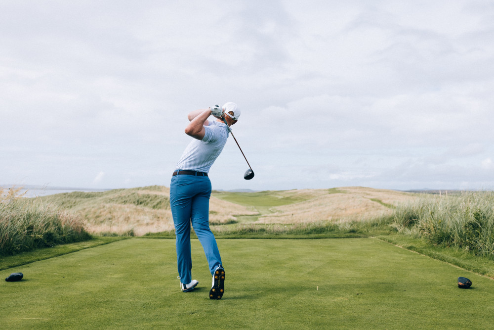 Golf swing on The Machrie course