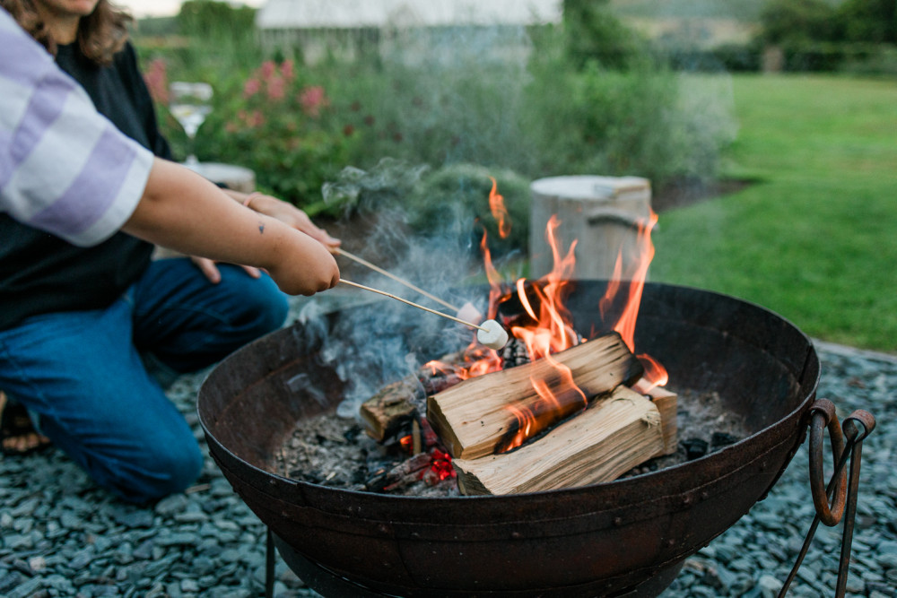 Fire pit cookery during Kids' Zone