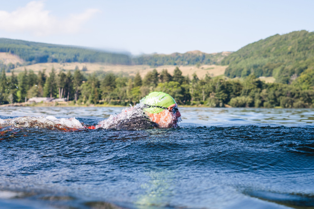 Colin Hill swimming in Ullswater lake
