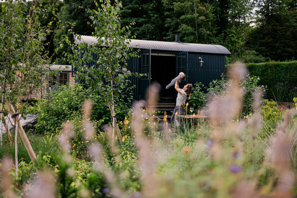 Children in family shepherd huts