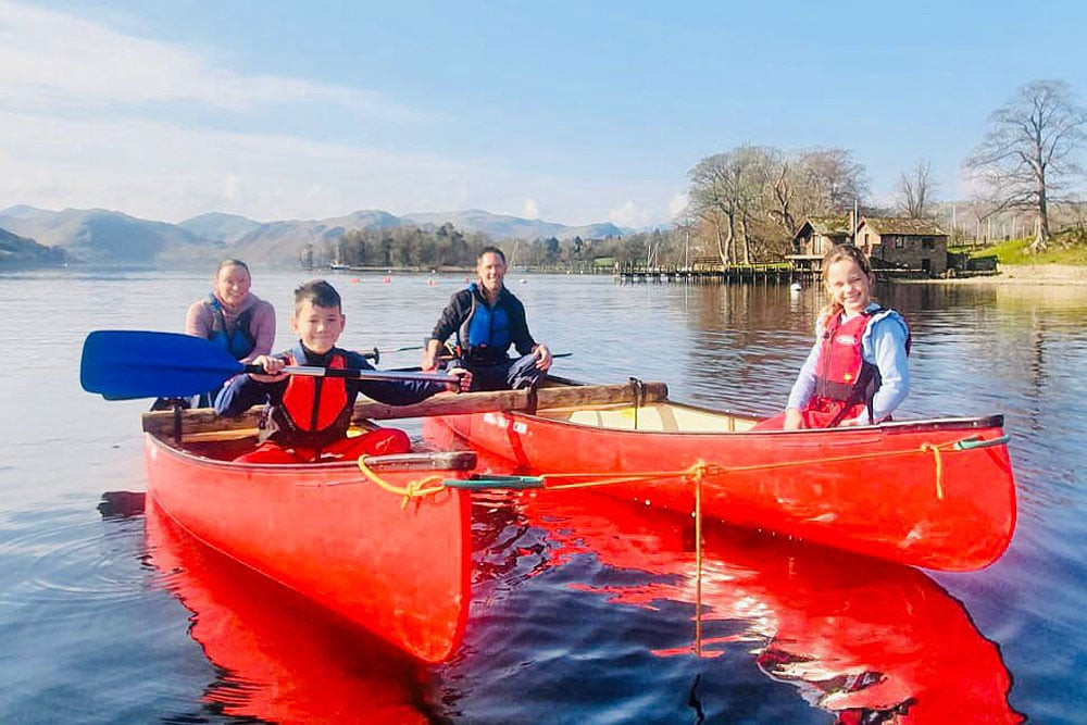 Rafted canoe on Ullswater