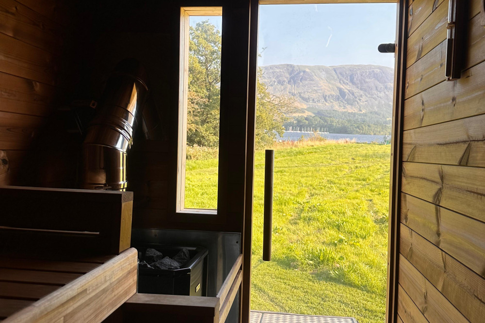 The view looking out from Fellside Sauna