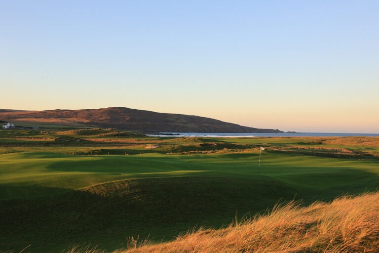 Aerial view of one of the holes at The Machrie golf course