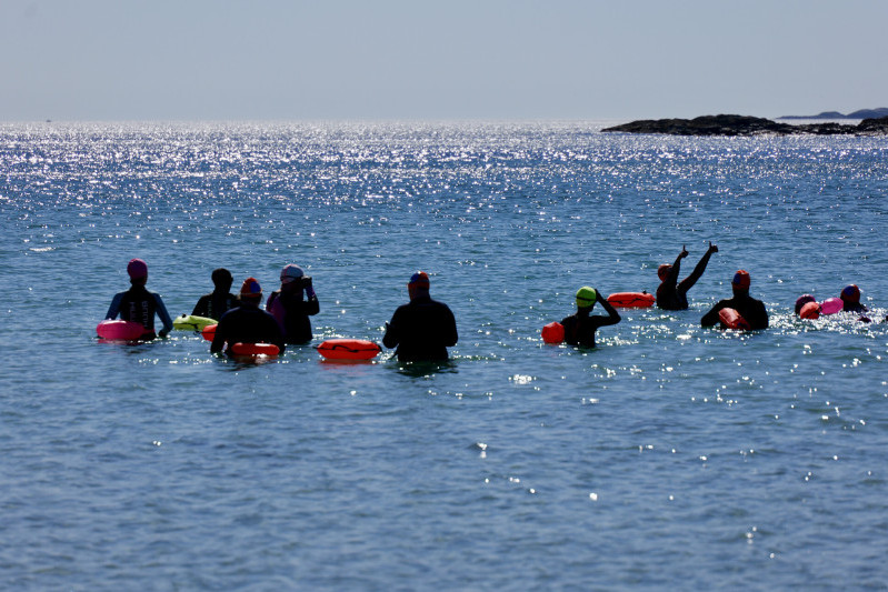 Swim trek with Emma MacDonald at Another Place, The Machrie
