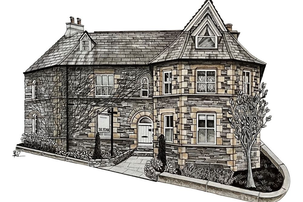 Beth Tidmarh's pen and ink drawing of Hallin Fell