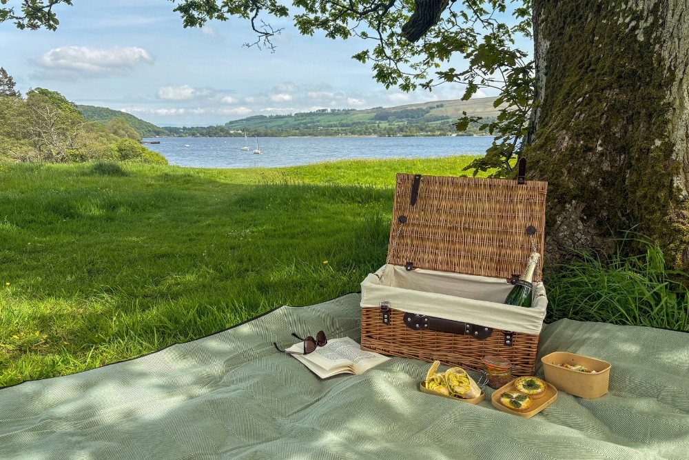 Picnic basket by the lake