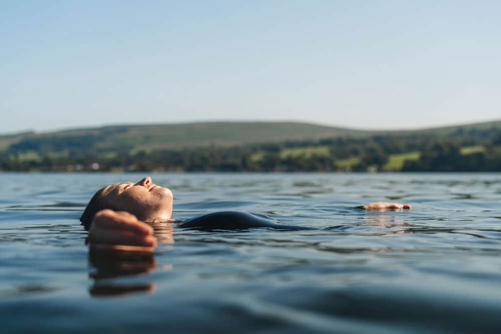 floating on ullswater in the Lake District 